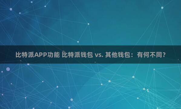 比特派APP功能 比特派钱包 vs. 其他钱包：有何不同？